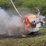La Calera: Persecución terminó en choque, vuelco e incendio de vehículo